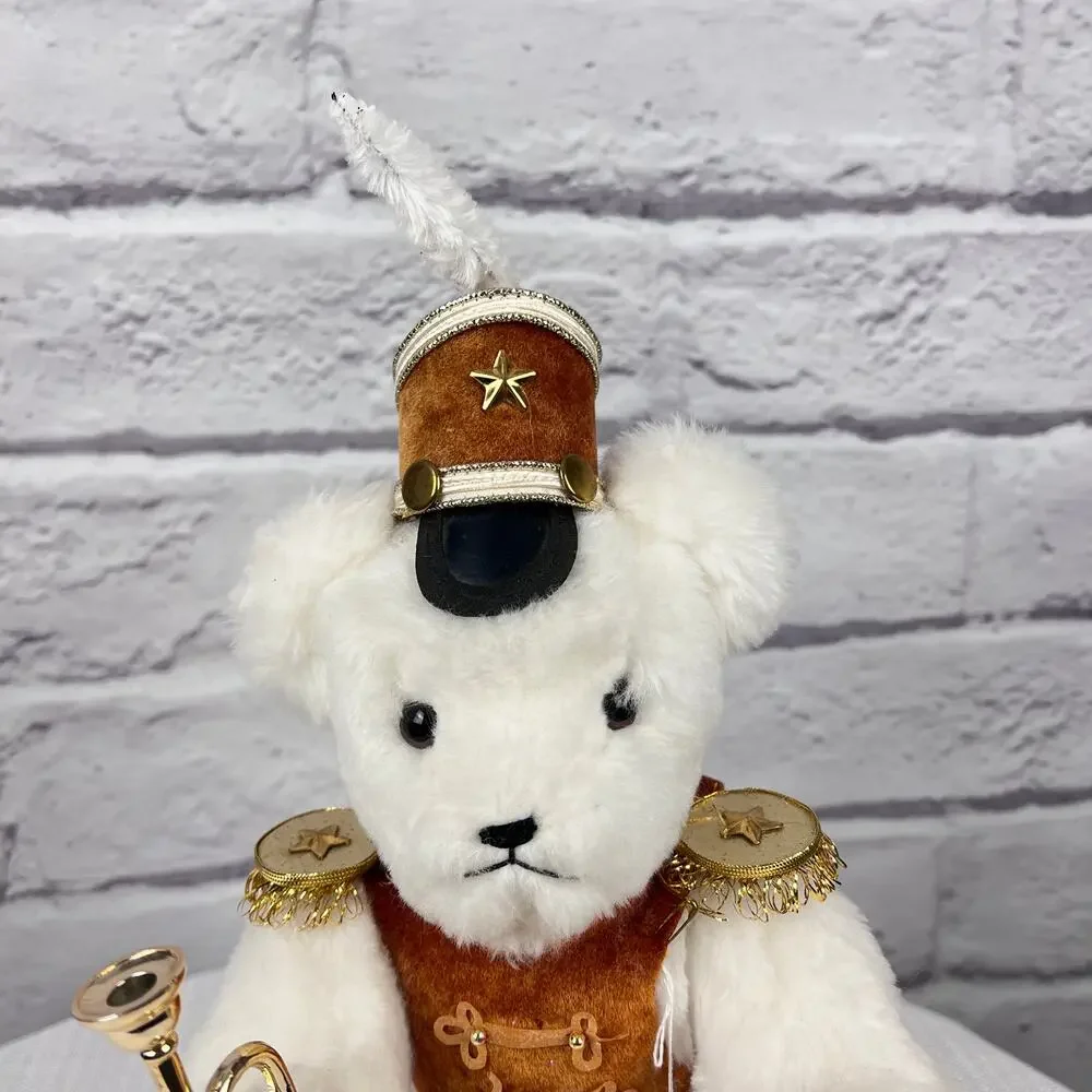 Bearcraft Joyce Ann Haughey White Bear‎ USA Band Horn Trumpet Jointed Plush 13